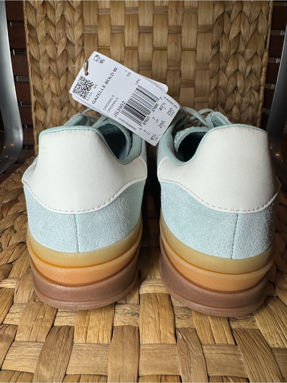 Adidas Gazelle Platform Sneakers - Mint Green with White accents and Gum Sole - Picture 3 of 10